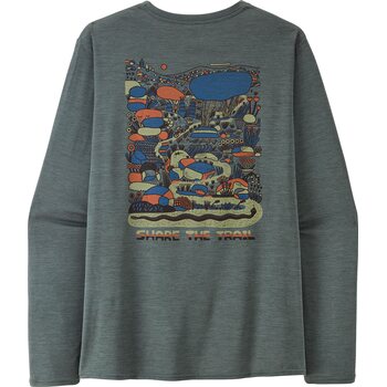 Patagonia Long-Sleeved Cap Cool Daily Graphic Shirt - Lands Mens, Commontrail: Nouveau Green X-Dye, M