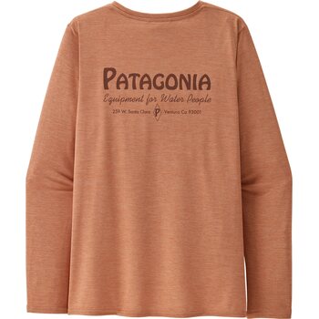 Patagonia Long-Sleeved Cap Cool Daily Graphic Shirt - Waters Womens, Water People Banner: Terra Pink X-Dye, XL