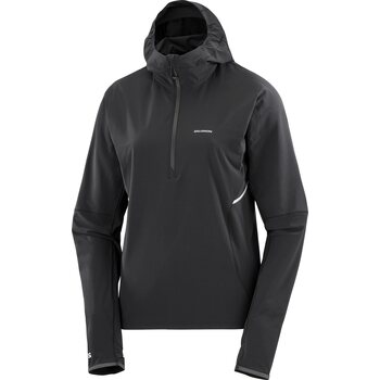 Salomon Sense Aero Hybrid Half Zip Hood Jacket Womens, Deep Black, S