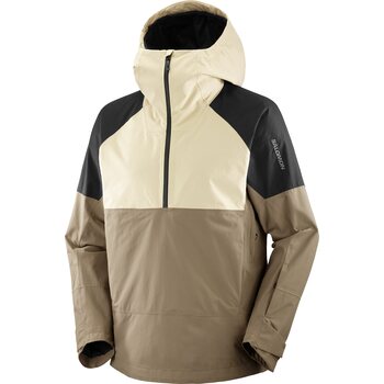 Salomon Transfer Anorak Mens, White Pepper / Deep Black / Shitake, S