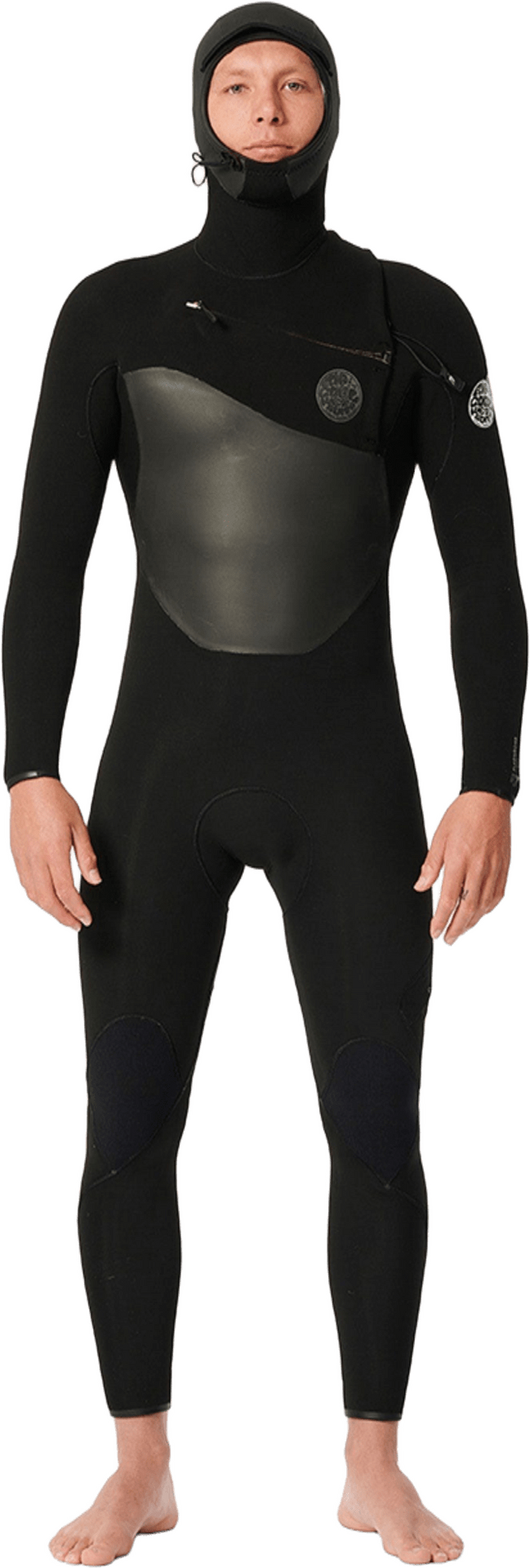 Rip Curl Dawn Patrol 6/4 Hooded Chest Zip Wetsuit Mens Black