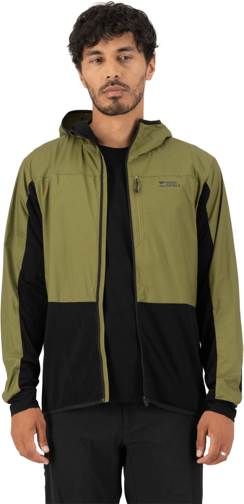 Mons Royale Diversion Merino Wind Jacket Mens Fern / Black
