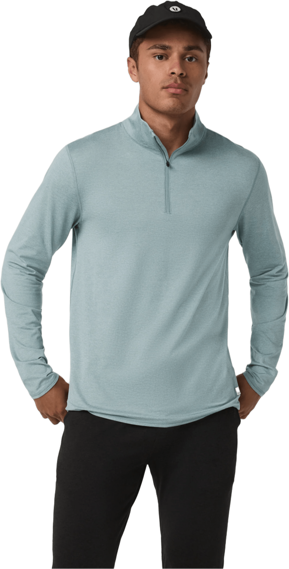 Vuori Ponto 1/2 Zip Mock Neck Mens Misty Blue Heather