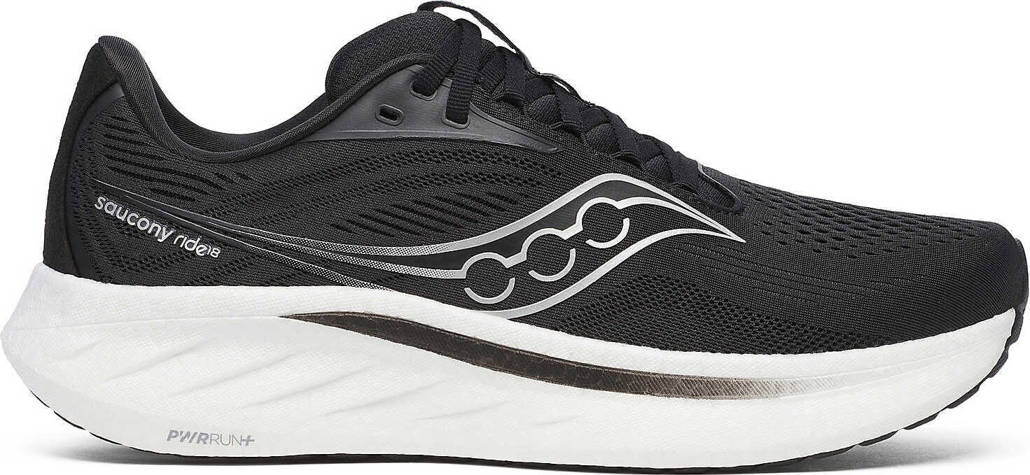 Saucony Ride 18 Wide Mens Black / White