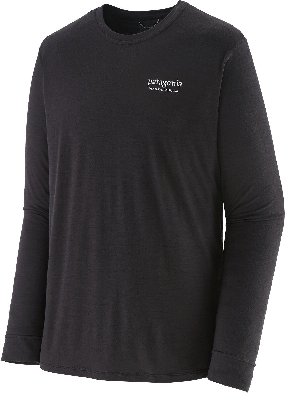 Patagonia Longsleeve Cap Cool Merino Graphic Shirt Mens Heritage Header: Black