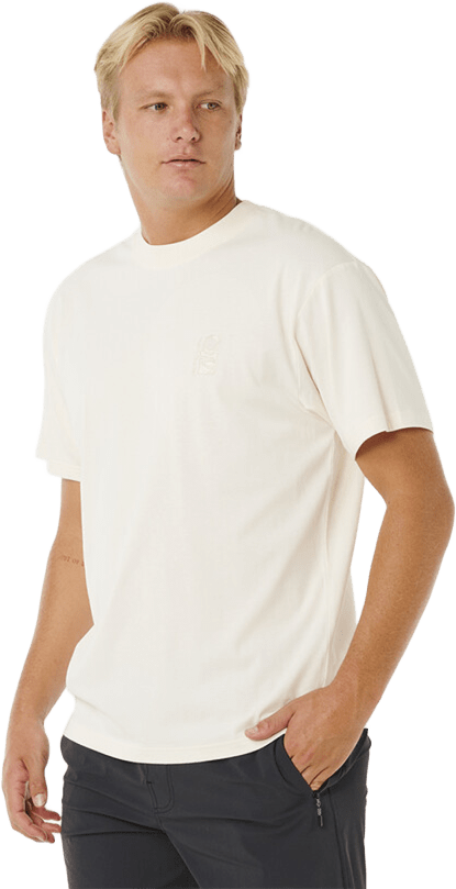 Rip Curl Search Embroidery Tee Mens Bone
