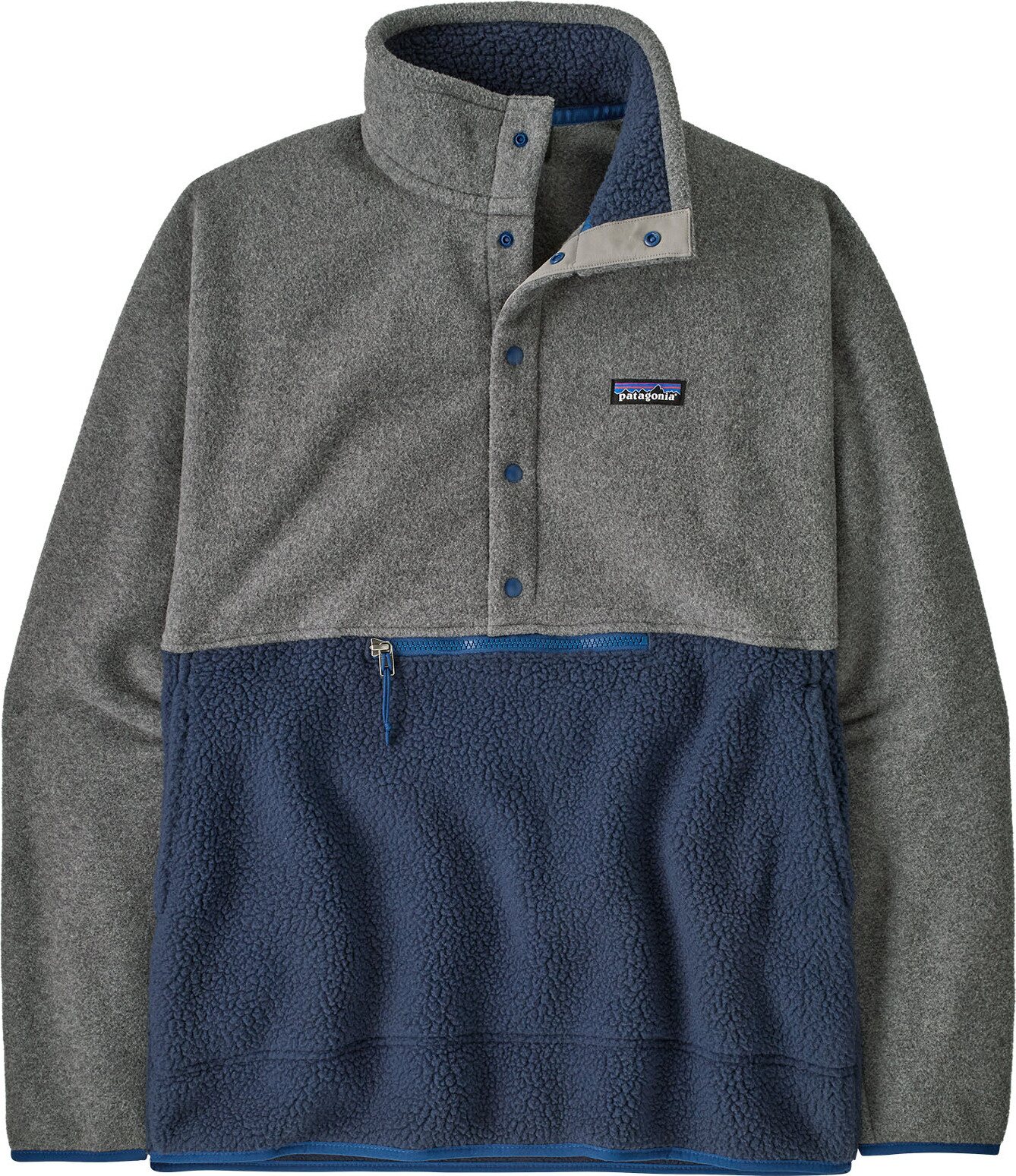 Patagonia Retro Pile 1/2 Snap Pullover Mens New Navy w/ Nickel Heather