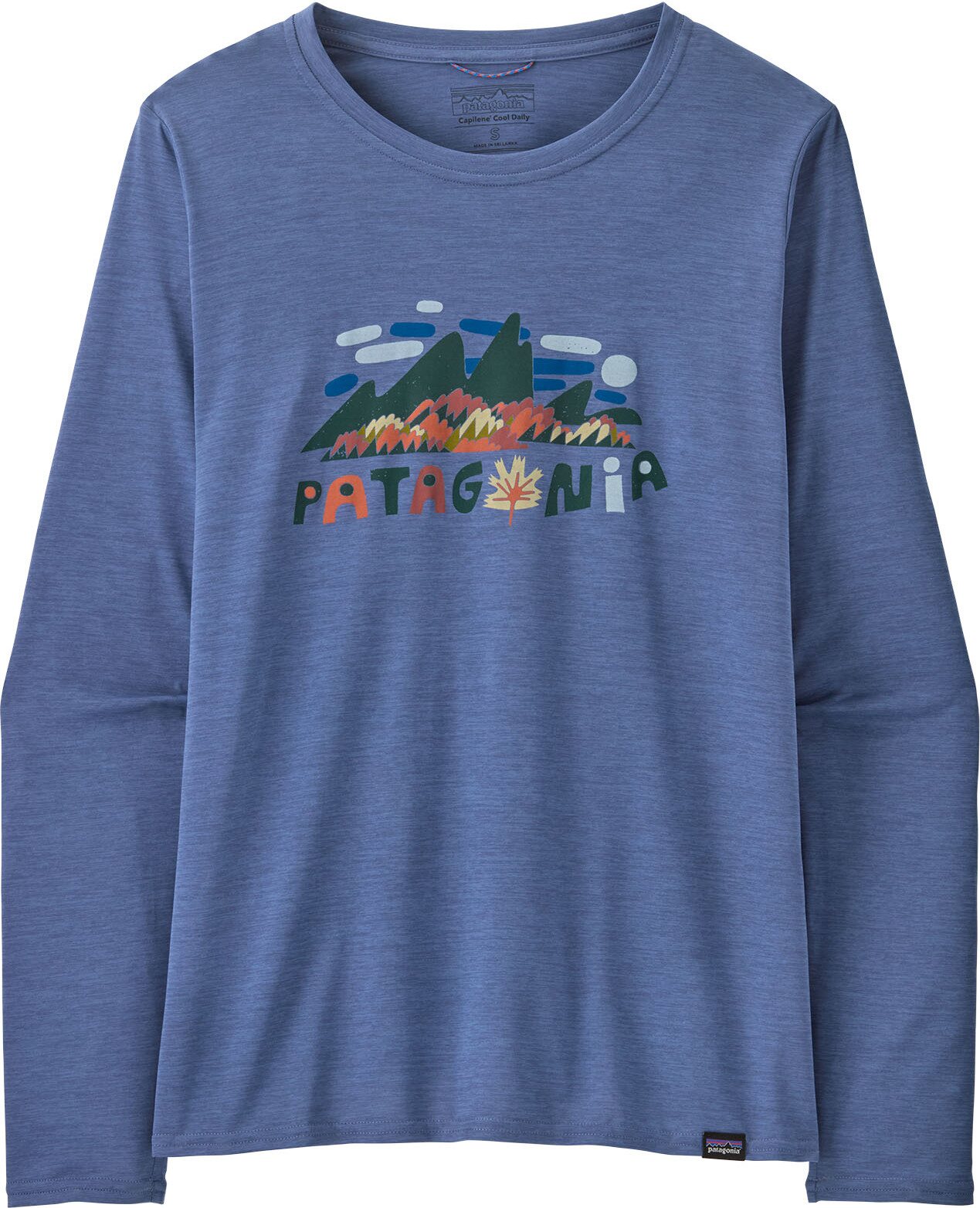 Patagonia Long-Sleeved Capilene Cool Daily Graphic Shirt Womens Fitz Roy Foliage: Current Blue X-Dye