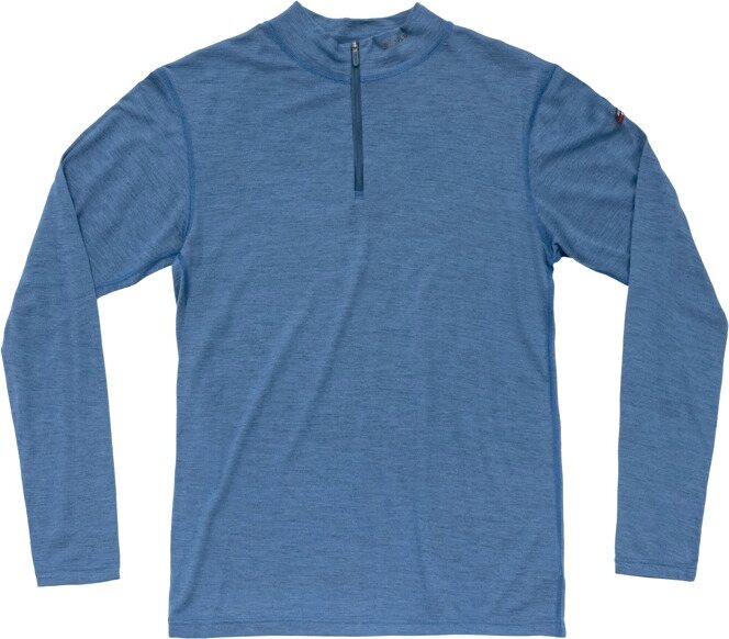Devold Breeze Merino 150 Zip Neck Mens Blue Melange