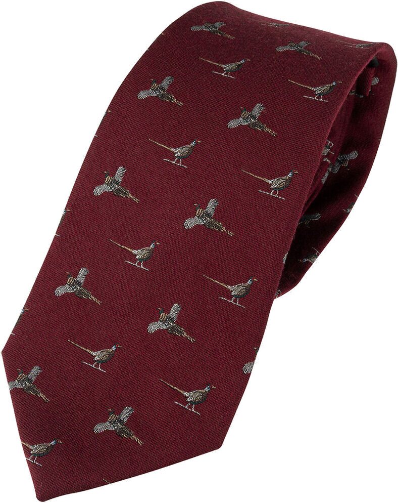 Jack Pyke Silk Tie Phesant Burgundy