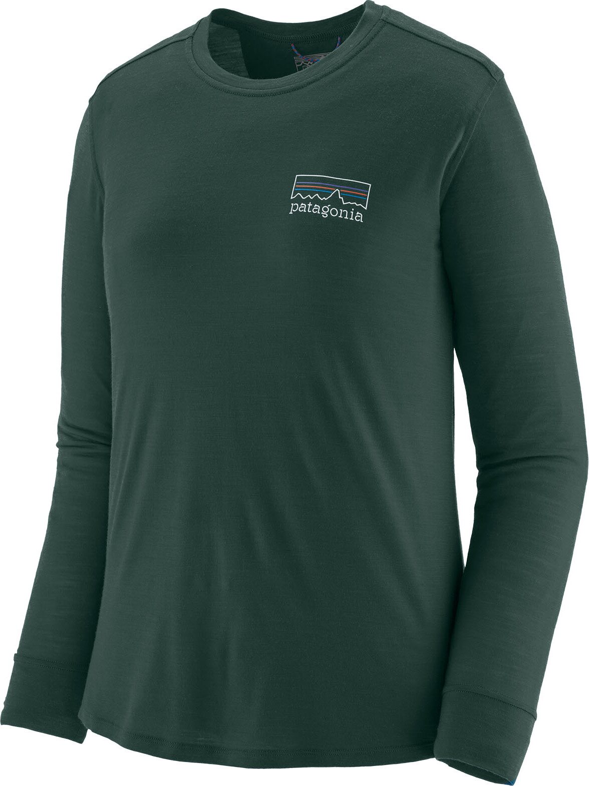 Patagonia Longsleeve Cap Cool Merino Graphic Shirt Womens Fitz Roy Strata: Cascade Green