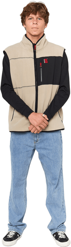 Rip Curl Search Polar Fleece Vest Mens Khaki Rock