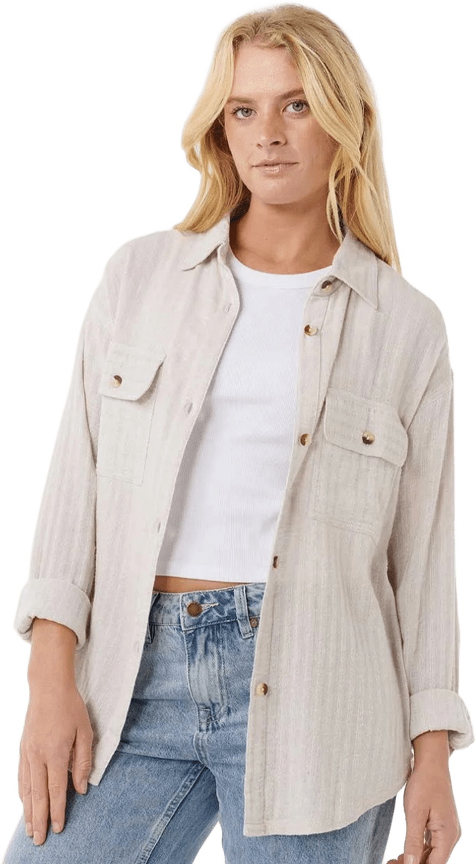 Rip Curl Oceanic Textured Shacket Womens Moonbeam