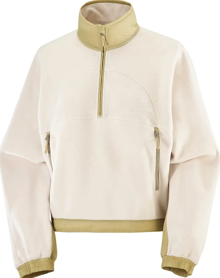 Salomon Chroma Fleece Crop Half Zip Womens Whisper White / Gray Green