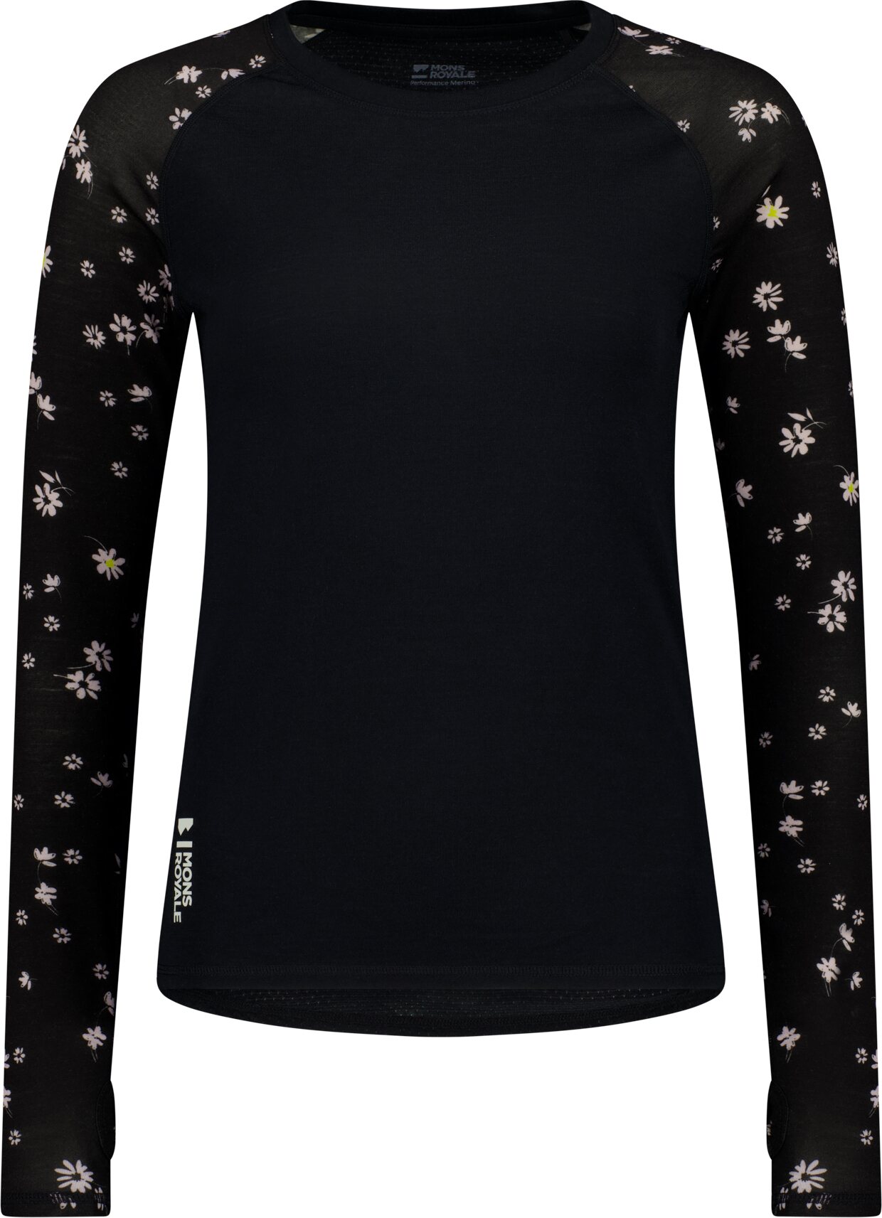 Mons Royale Bella Merino Long Sleeve Womens Black Daisy
