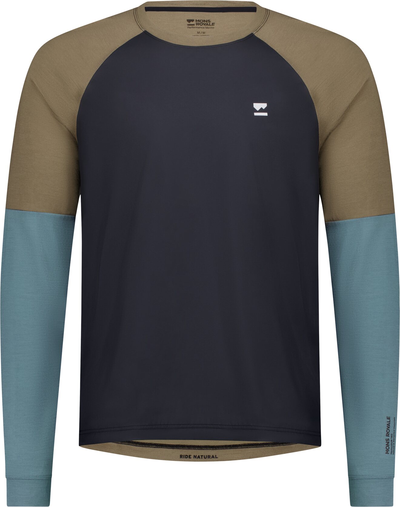 Mons Royale Tarn Merino Bike Wind Jersey Mens Goblin Blue / Walnut / Black