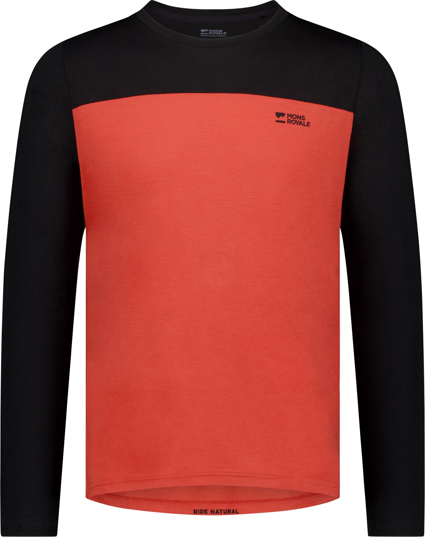 Mons Royale Diversion Merino Bike Jersey Long Sleeve Mens Cranberry / Black