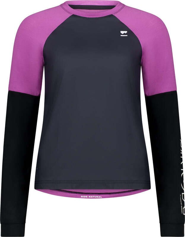 Mons Royale Tarn Merino Bike Wind Jersey Womens Purple Bolt / Black