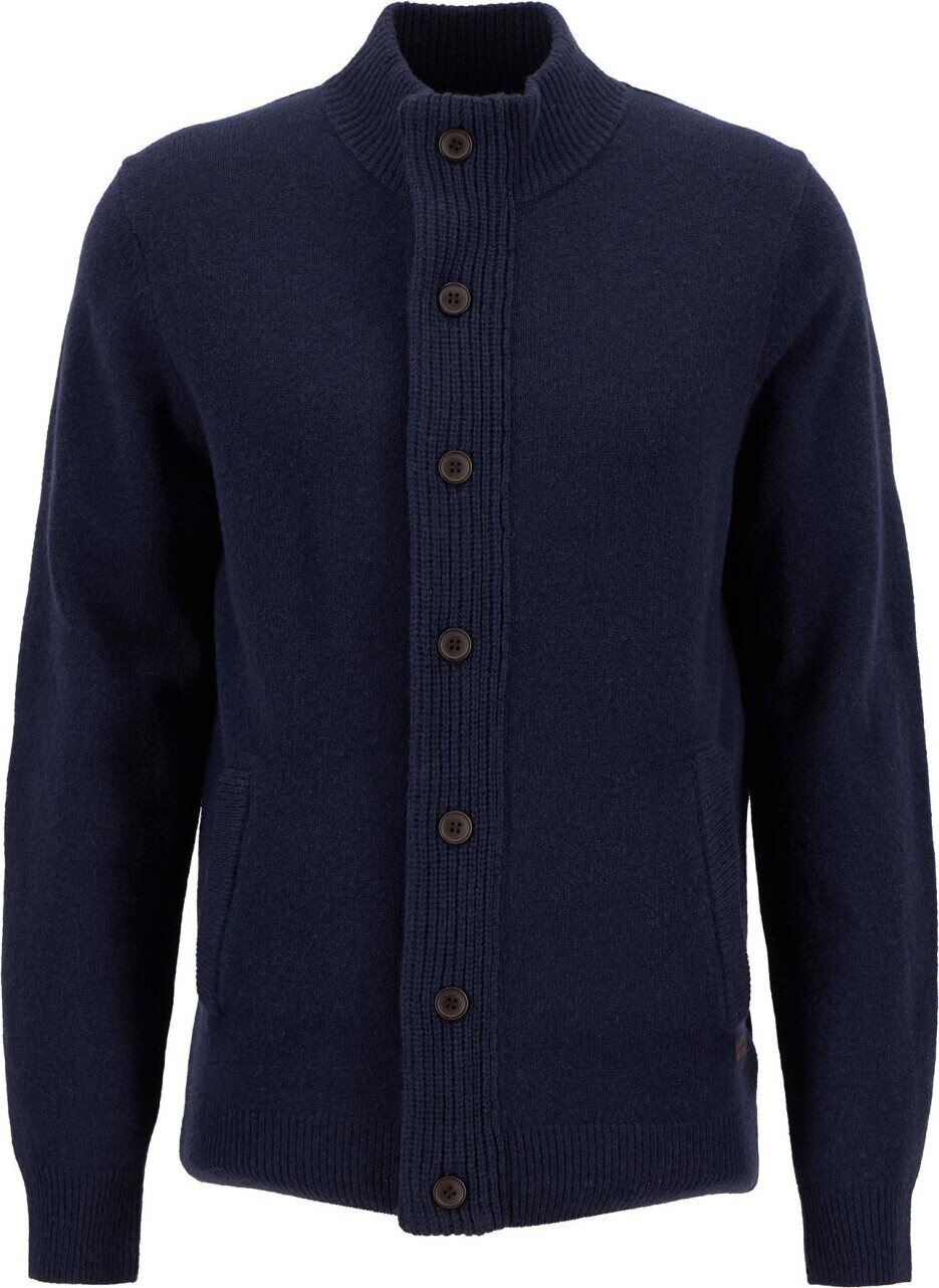 Barbour Essential Patch Zip Through Knitted Jumper Mens Navy