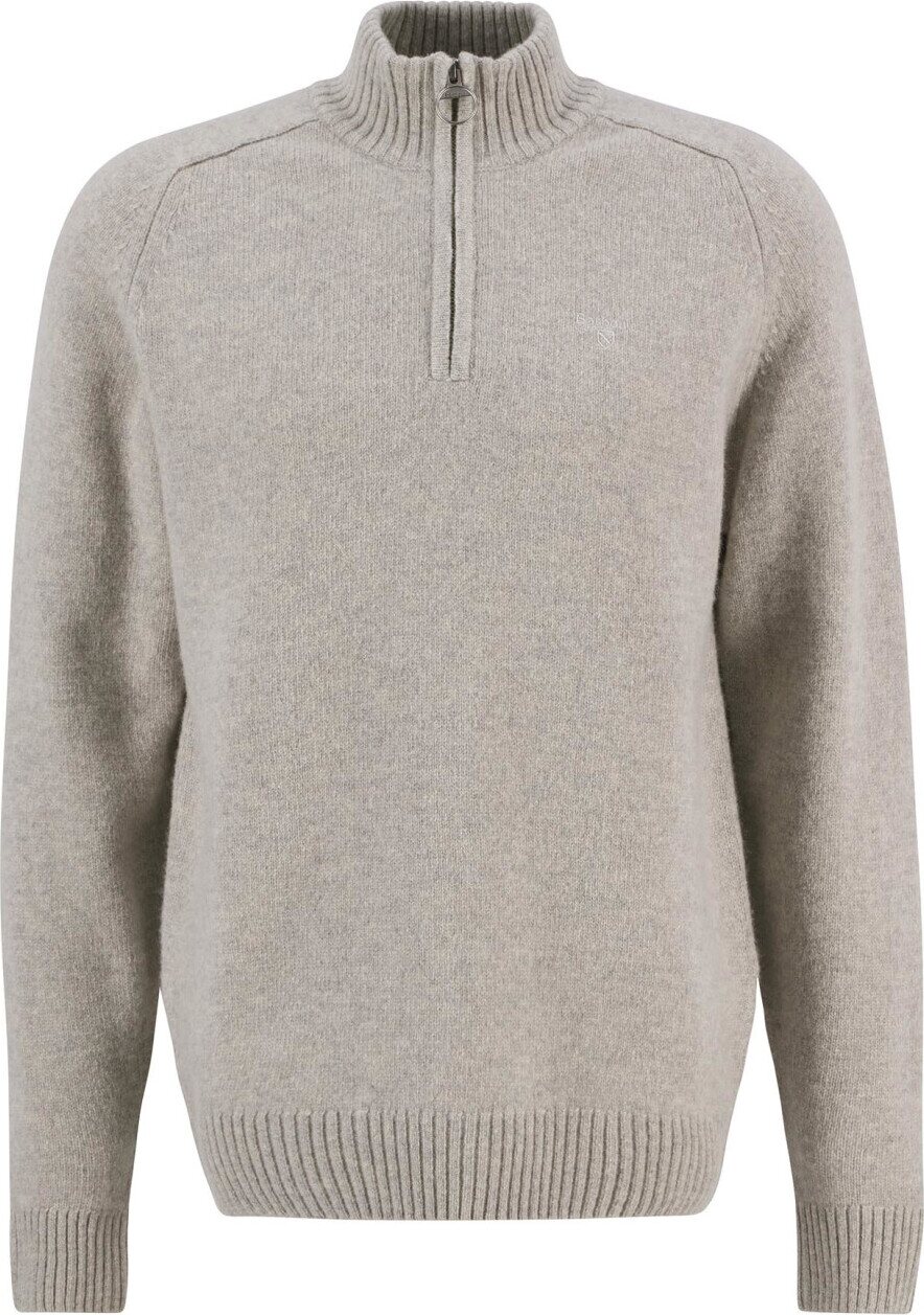 Barbour Grangetown Half Zip Knitted Jumper Mens Light Grey