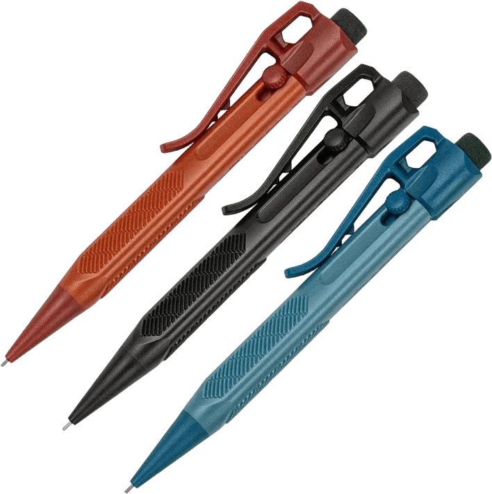 Rite in the Rain Slide-Click Pencil 3-Pack Ember, Black, Zenith Blue