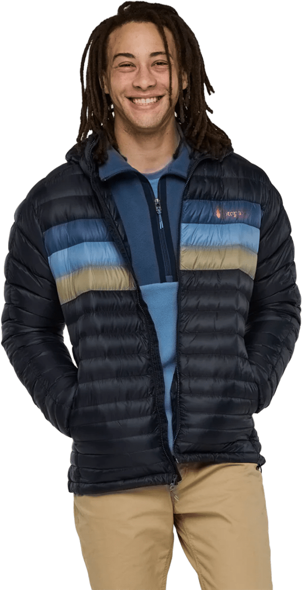 Cotopaxi Fuego Down Hooded Jacket Mens Carbon Stripes