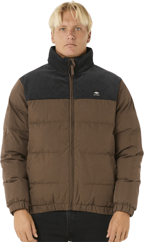 Rip Curl Fade Out Cord Puffer Jacket Mens Chocolate