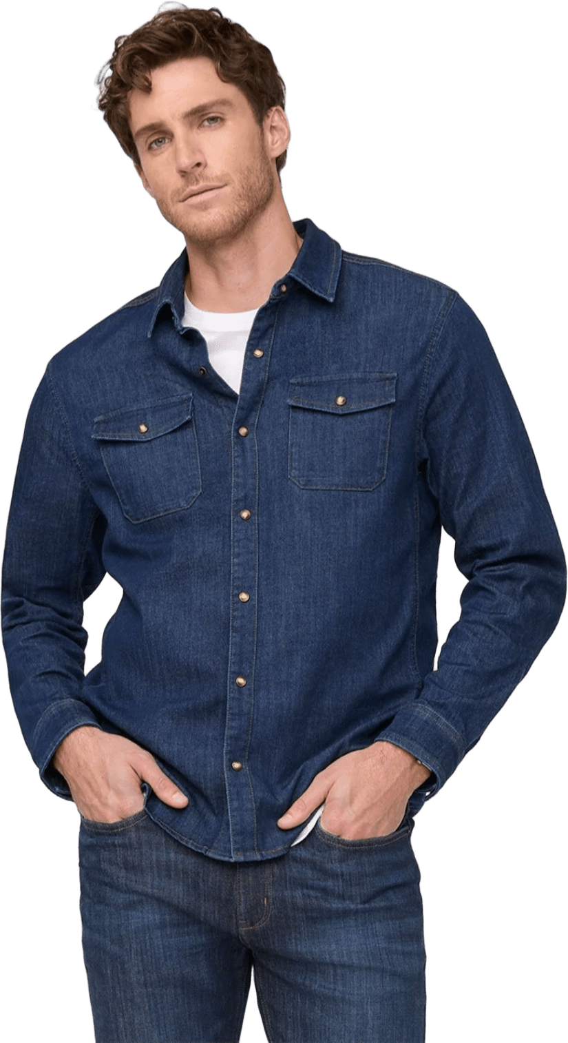 Duer Performance Denim Lite Two-Pocket Shirt Mens Dark Stone