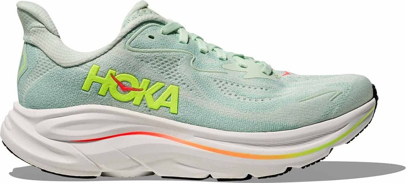Hoka Clifton 10 Wide Womens Sea Glass / Neon Flame