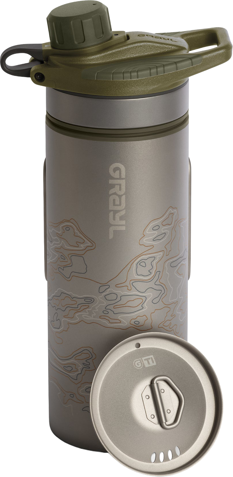 Grayl 710ml GeoPress Titanum Purifier with Cook Lid Olive Drab