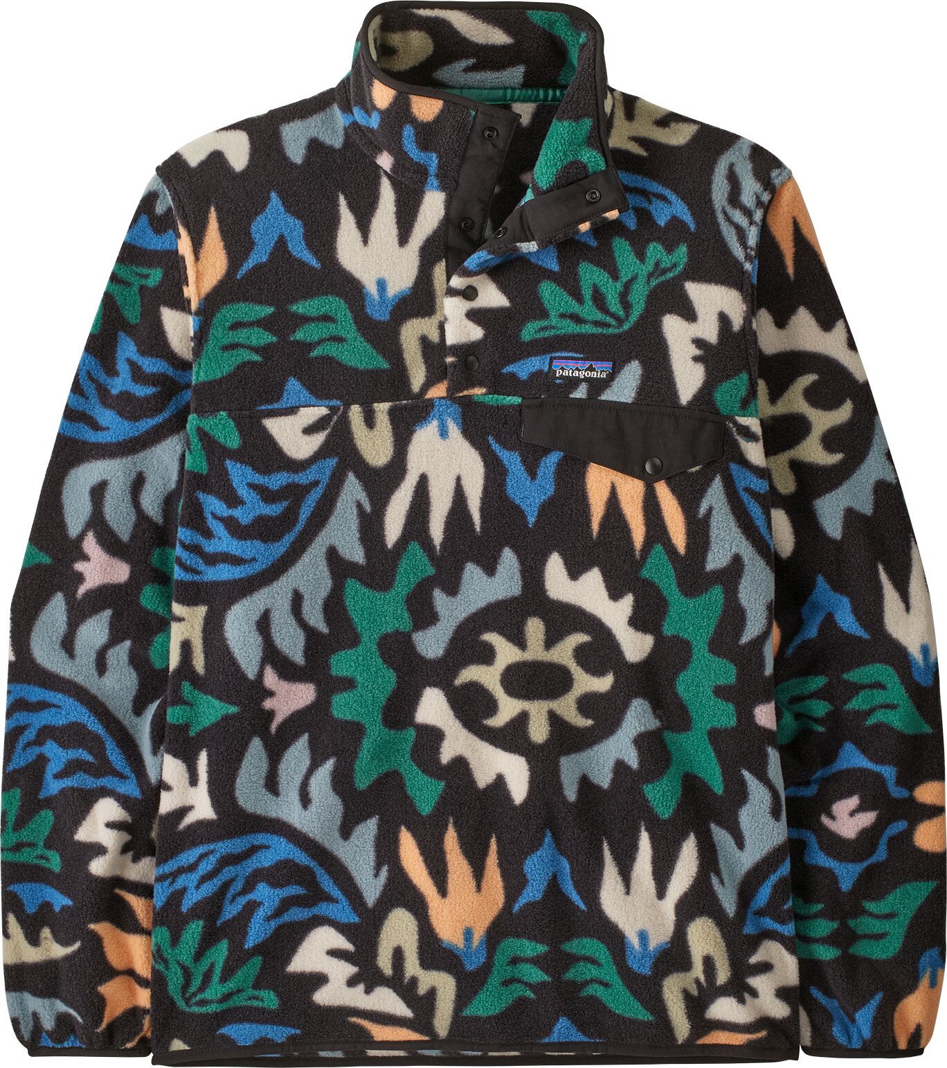 Patagonia Lightweight Synch Snap-T Pullover Mens Kaleido: Black
