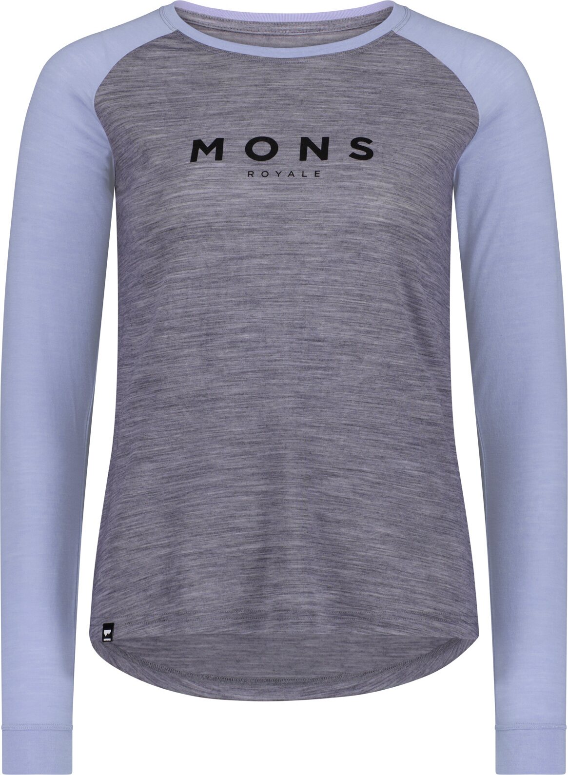 Mons Royale Icon Merino Raglan Long Sleeve Womens Grey Heather / Skyline