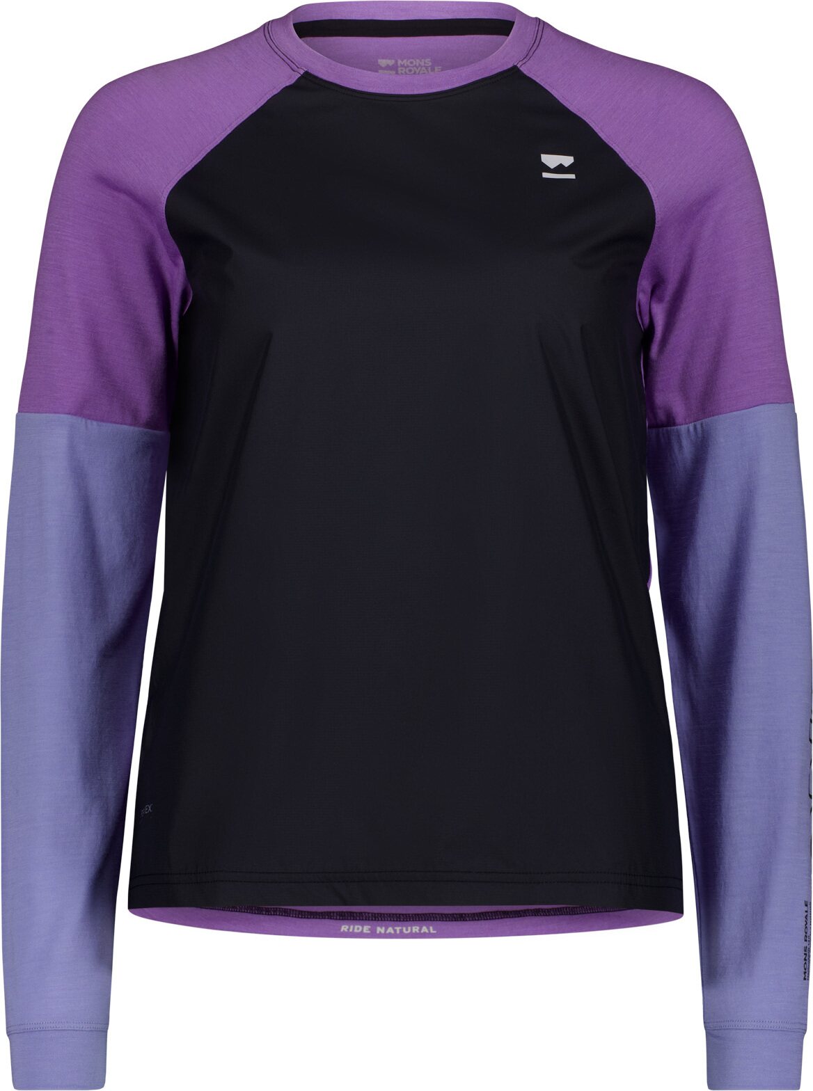 Mons Royale Tarn Merino Bike Wind Jersey Womens Skyline / Bloom / Black