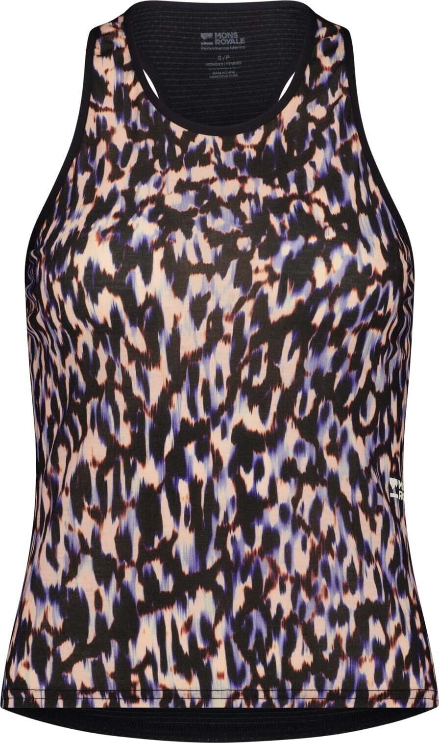 Mons Royale Bella Merino Tank Womens Rock Leopard / Black