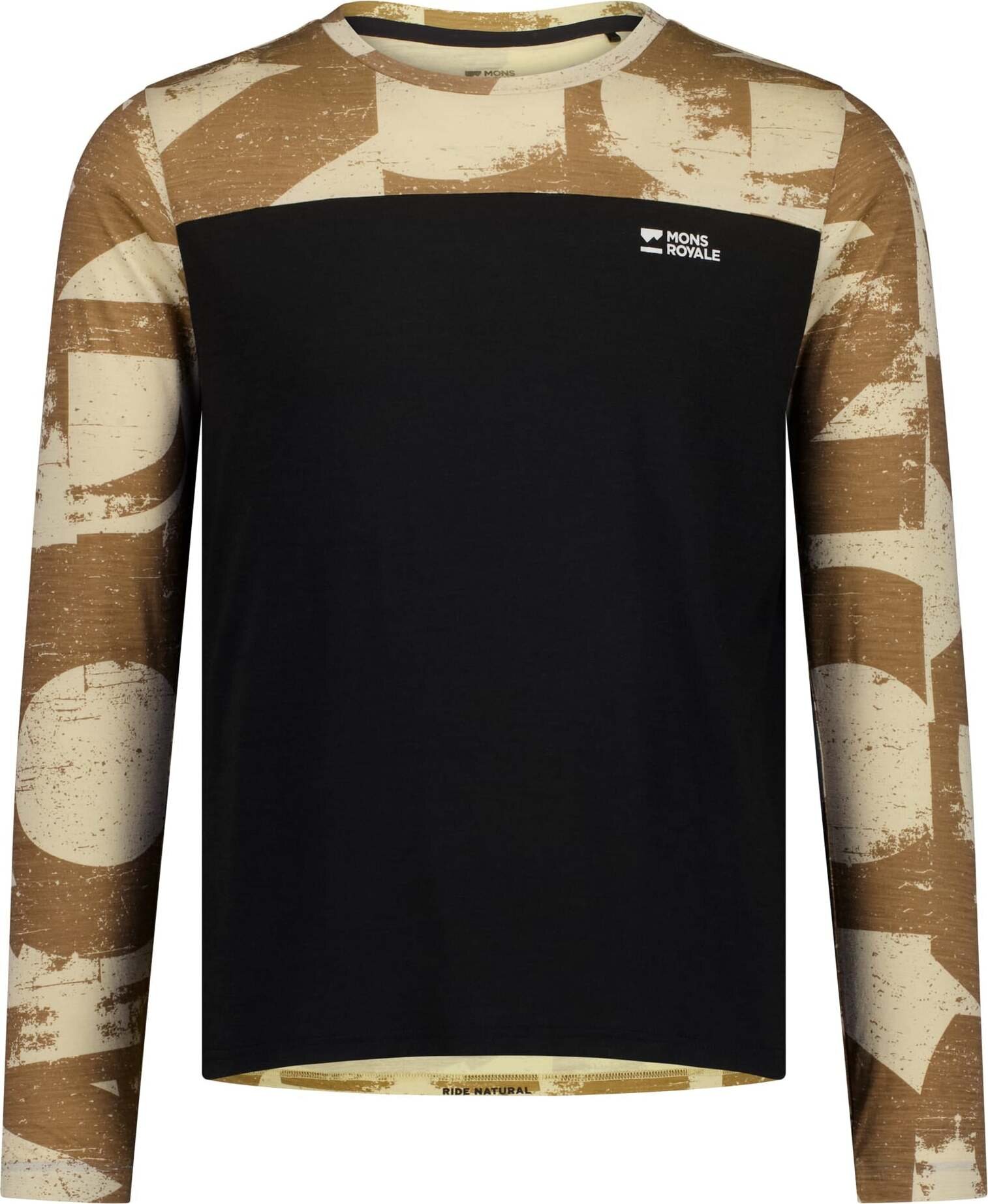 Mons Royale Diversion Merino Bike Jersey Long Sleeve Mens MR Grunge / Black