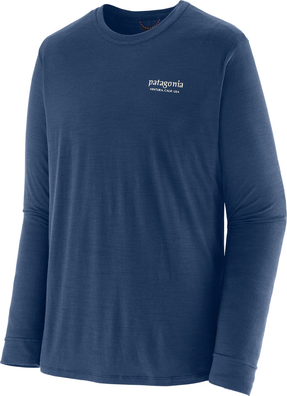 Patagonia Longsleeve Cap Cool Merino Graphic Shirt Mens Heritage Header: Clement Blue