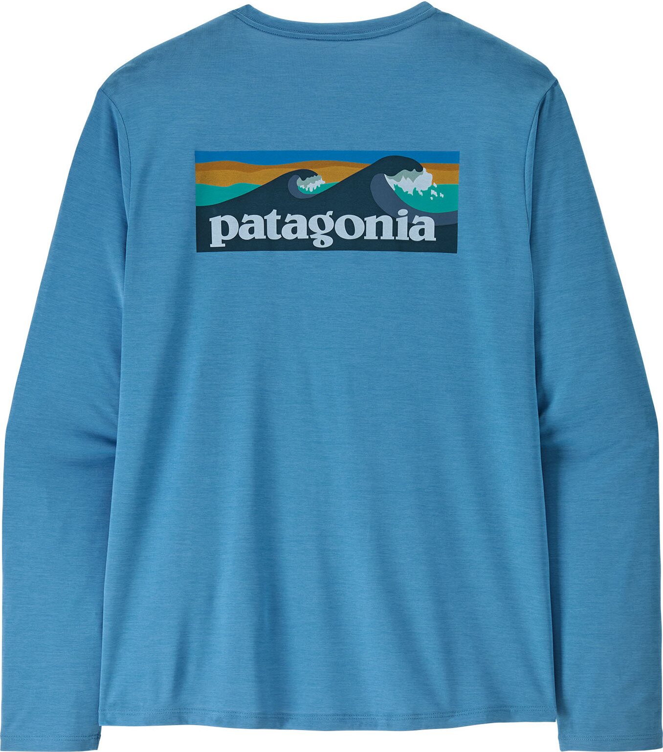 Patagonia Long-Sleeved Cap Cool Daily Shirt Mens - Boardshort Logo Shore Blue - Light Shore Blue X-Dye