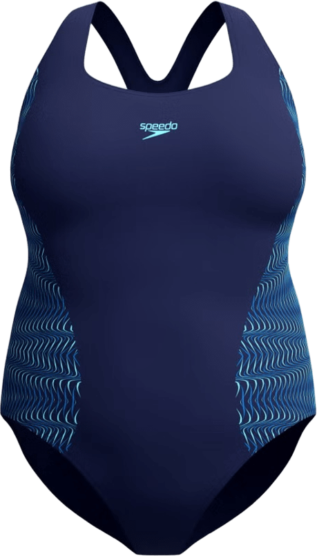 Speedo Plus Size Placement Medalist One Piece Womens Peacoat / Angelic Blue