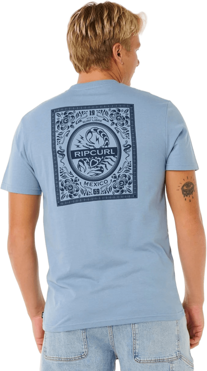 Rip Curl Desti Animals Tee Mens Faded Denim