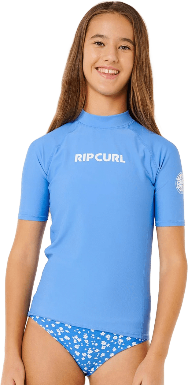 Rip Curl Classic Surf SS Rash Vest Girls Cornflower Blue
