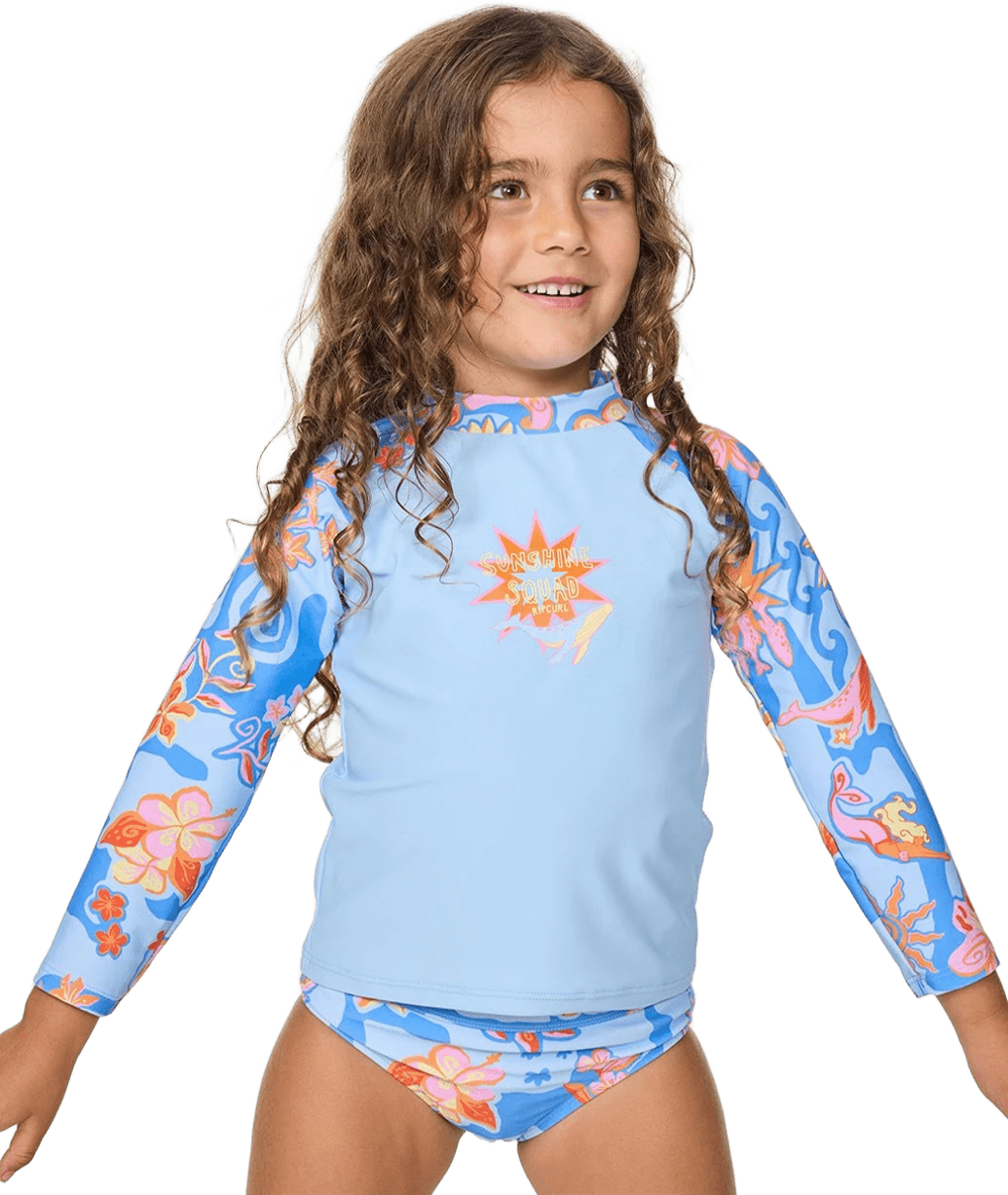 Rip Curl Surf Magic Rashie Set Girls Sky Blue