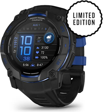Garmin Instinct 3 Amoled 50mm Black with Black/Bolt Blue Band (Limited Edition)