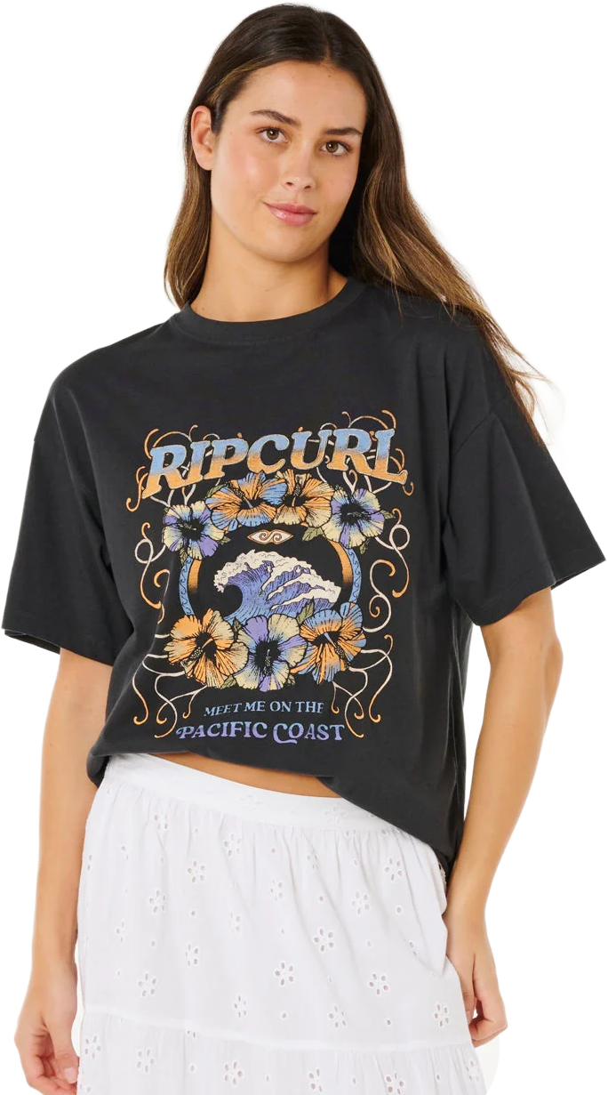 Rip Curl Pacific Coast Heritage Tee Womens Washed Black
