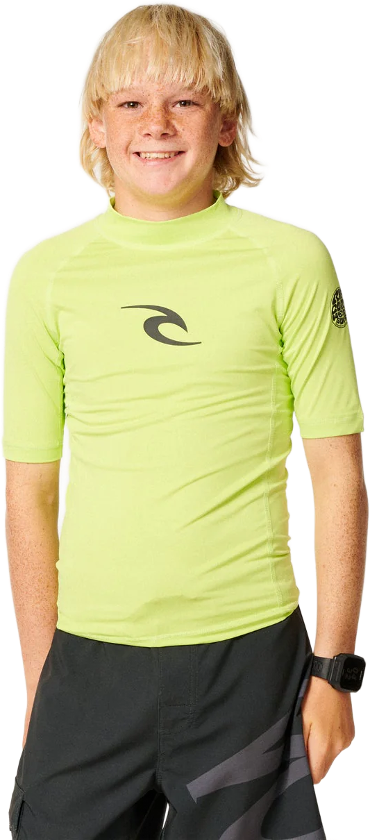 Rip Curl Waves UPF Short Sleeve Kids 8-16y Lime