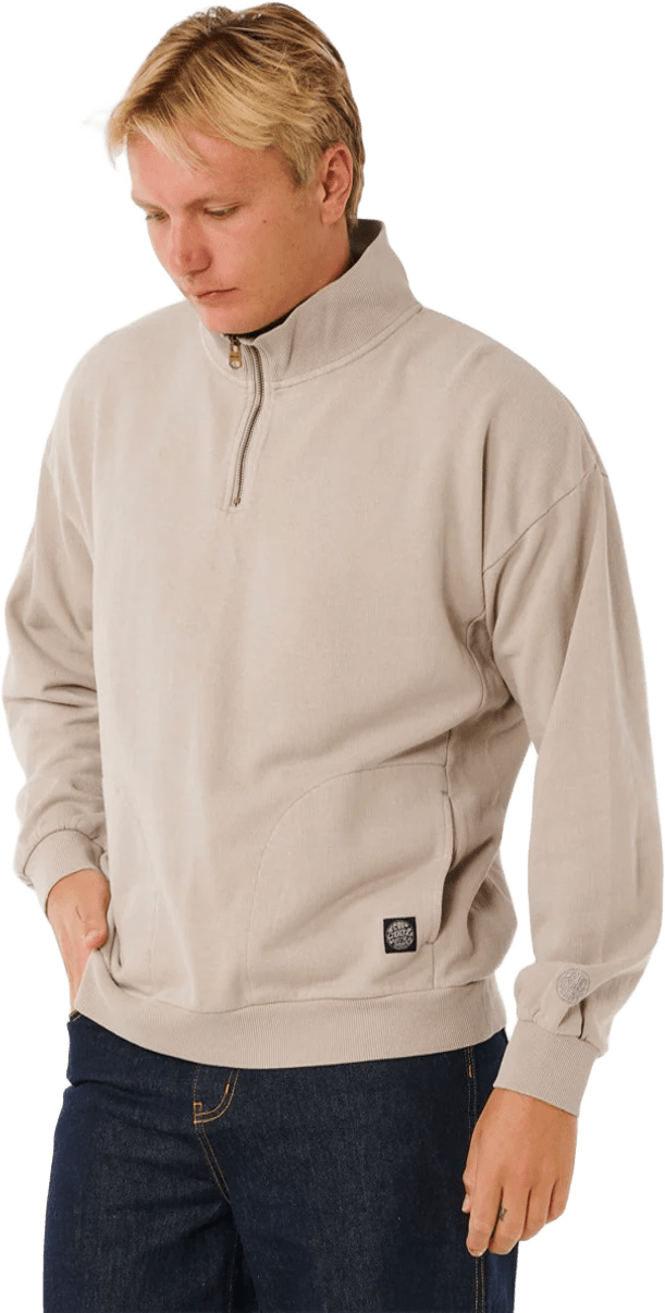 Rip Curl Premium Surf Quater Zip Crew Mens Stone