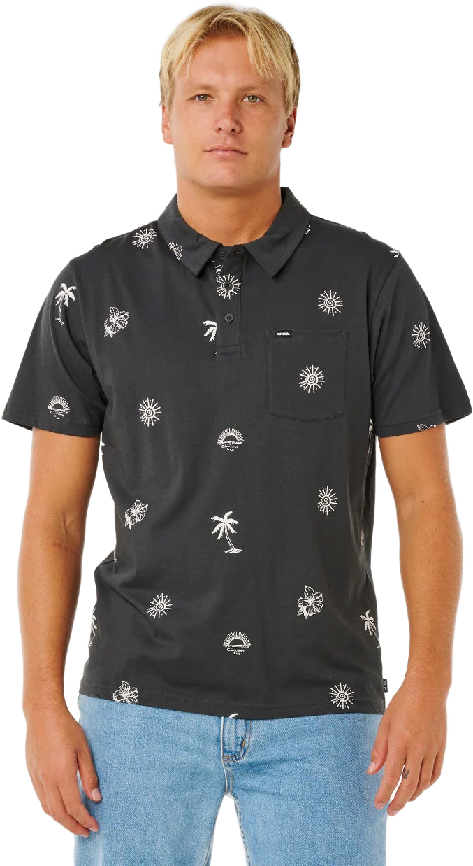 Rip Curl Sessions Polo Mens Washed Black