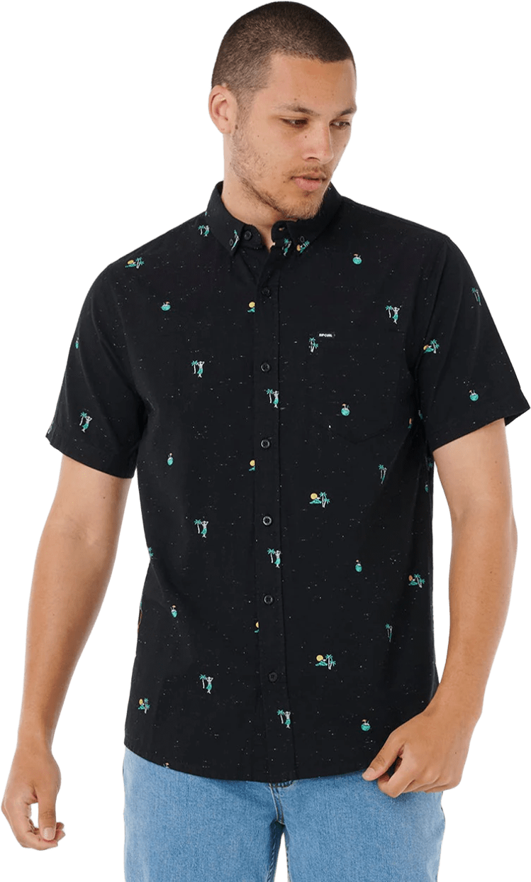 Rip Curl Skelly Breach Short Sleeve Shirt Mens Black