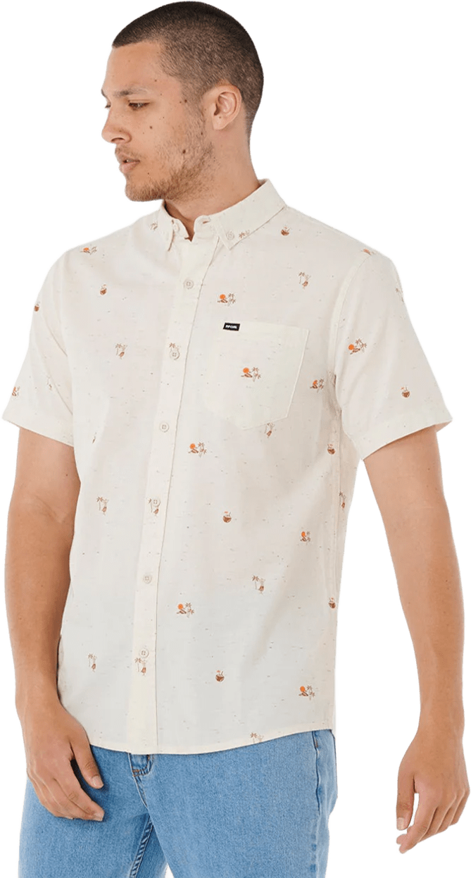 Rip Curl Skelly Breach Short Sleeve Shirt Mens Off White