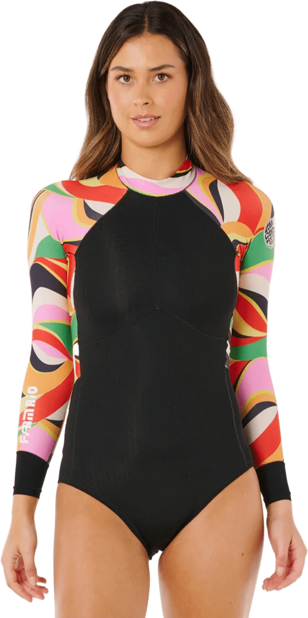 Rip Curl G-Bomb Tropical Long Sleeve Back Zip Good Womens Neon Waves