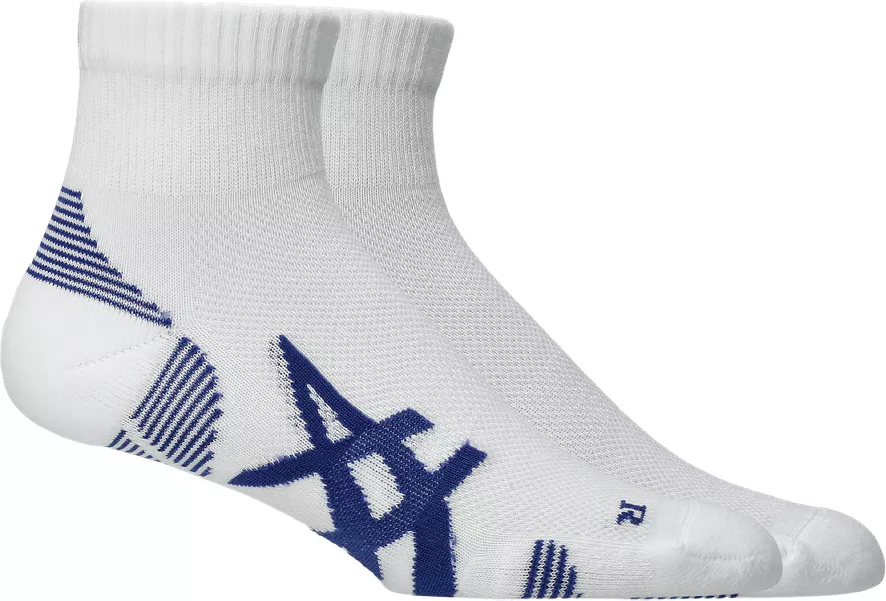 Asics Cushioned Run Quarter Sock 2-Pack Brilliant White / Asics Blue